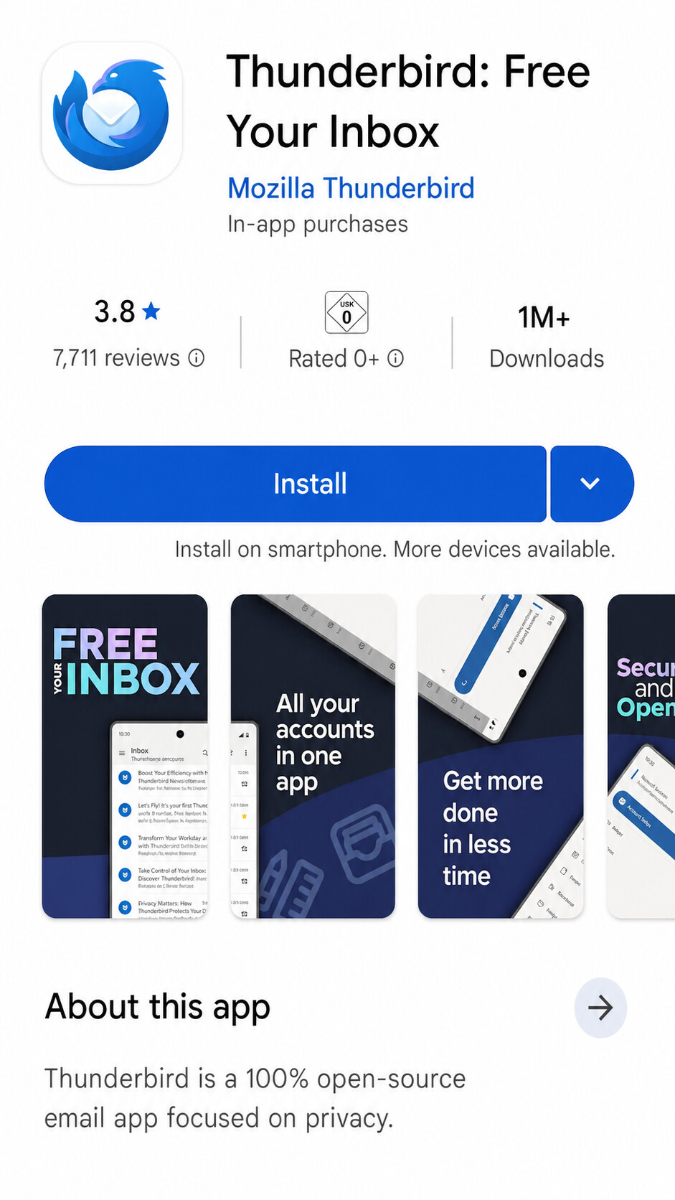Thunderbird im Google Play Store auf Android